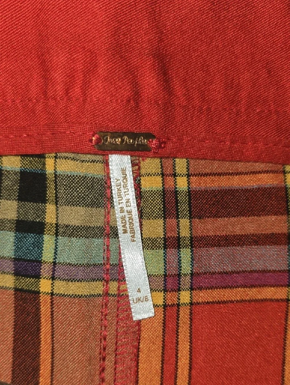 Free People Plaid Jules Wide Leg Pants Size 4 Relaxed Fit Slouchy 90's - Picture 2 of 7